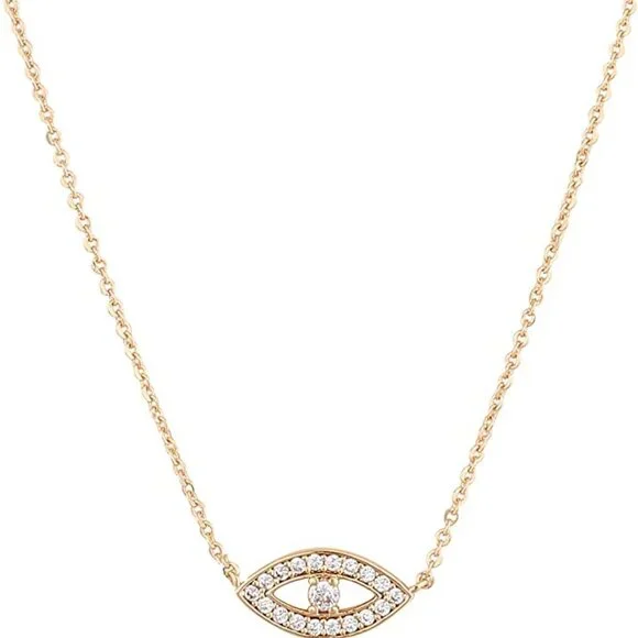 Evil Eye Necklace for Women 18k Gold Plated Textured Disk Necklace - Picture 6 of 6